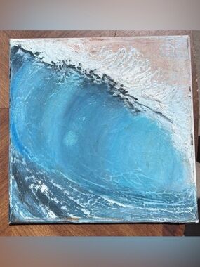 Original Blue Ocean Wave Canvas Art Painting by Lisa Palmer of Santa Barbara